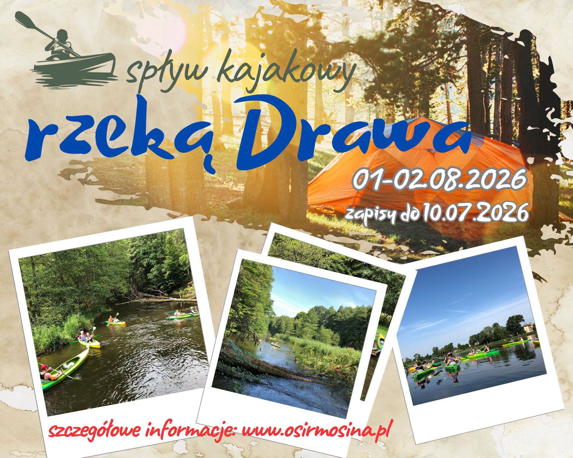 wydarzenie: Spływ kajakowy rzeką Drawa 1-2 sierpnia